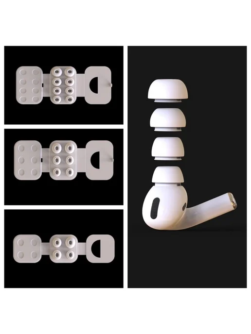 AudioDog Амбушюры для AirPods Pro 1, 2 (4 размера XS, S, M, L), белый, фото 6
