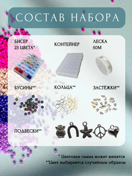 BRIGHTIDEAS Мега набор бисера для рукоделия и бисероплетения, синий, фото 2