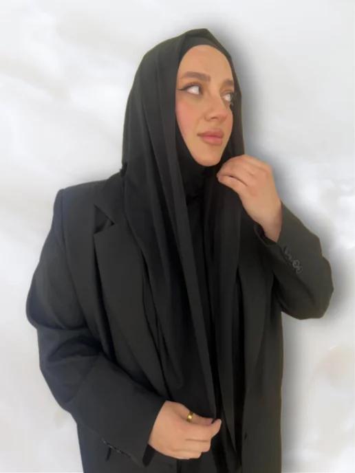 NELLI_STYLE Хиджаб готовый мусульманский шарф шейла, черный, фото 4