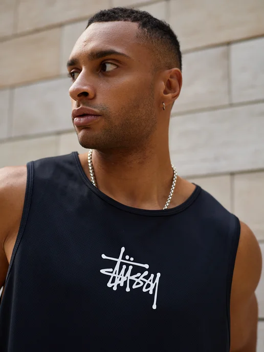 GORAT Майка мужская спортивная Stussy для спорта и фитнеса, черный, фото 4