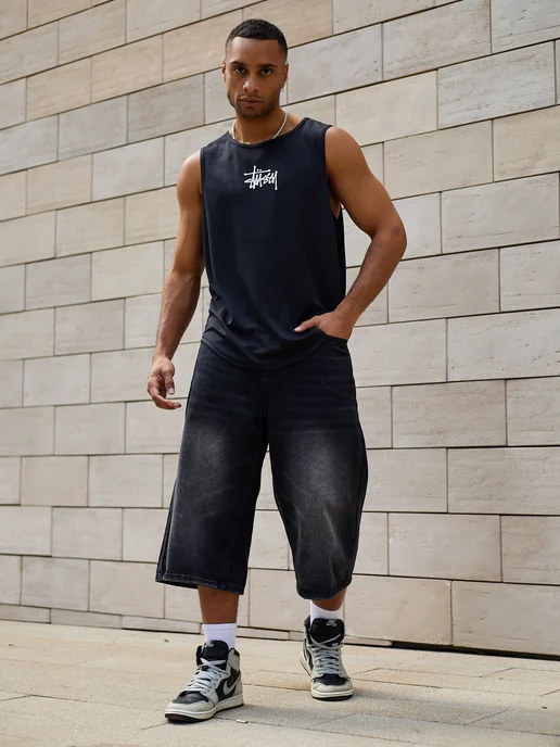 GORAT Майка мужская спортивная Stussy для спорта и фитнеса, черный, фото 5
