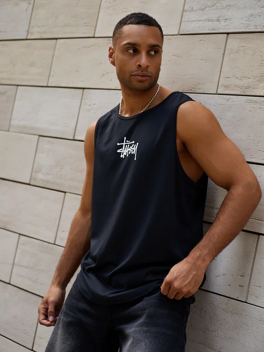 GORAT Майка мужская спортивная Stussy для спорта и фитнеса, черный, фото 6