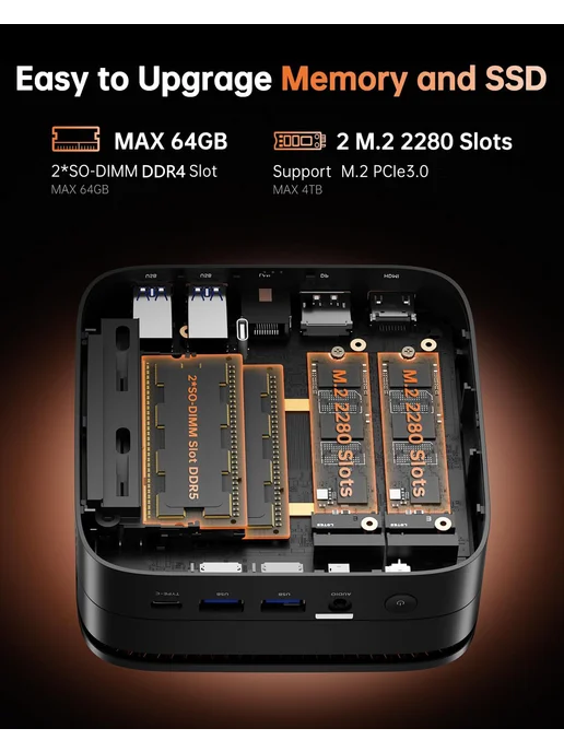 ACEMAGIC Мини ПК V2 Intel N97 16 ГБ озу и 512 ГБ SSD Windows 11 PRO, 16 ГБ, 512 ГБ, фото 4