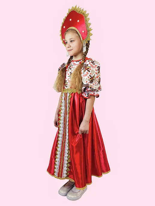 КотИринка Русский народный детский костюм, красный, фото 2