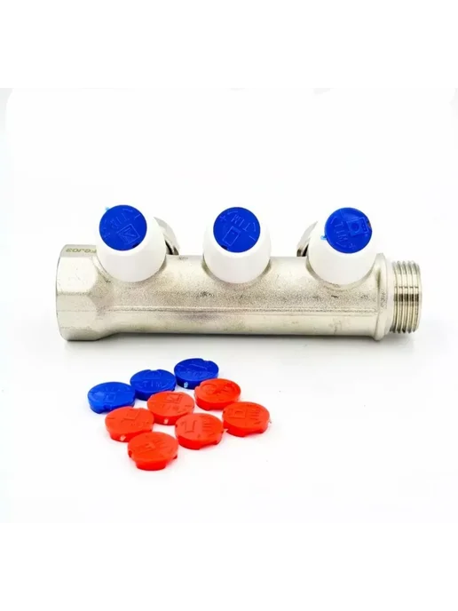TIM Коллектор вентильный регул. 1" х 16ц-3 выхода, белый, фото 3