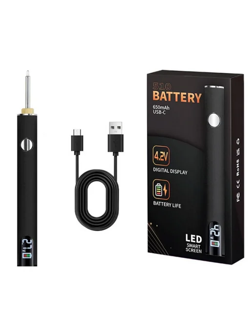 Паяльник беспроводной, 2.7-4.2V, с LED-дисплеем (оранжевый), черный