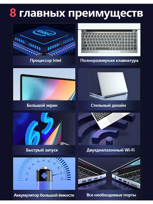 Cooyes Ноутбук для работы и учебы 15.6" N5095A 8 ГБ 256 ГБ M.2 SSD, 16 ГБ, 256 ГБ, фото 3