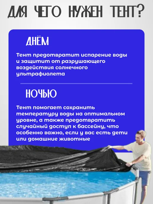 Люксад Тент для каркасного прямоугольного бассейна 300х200 см, 220x150 см, фото 6