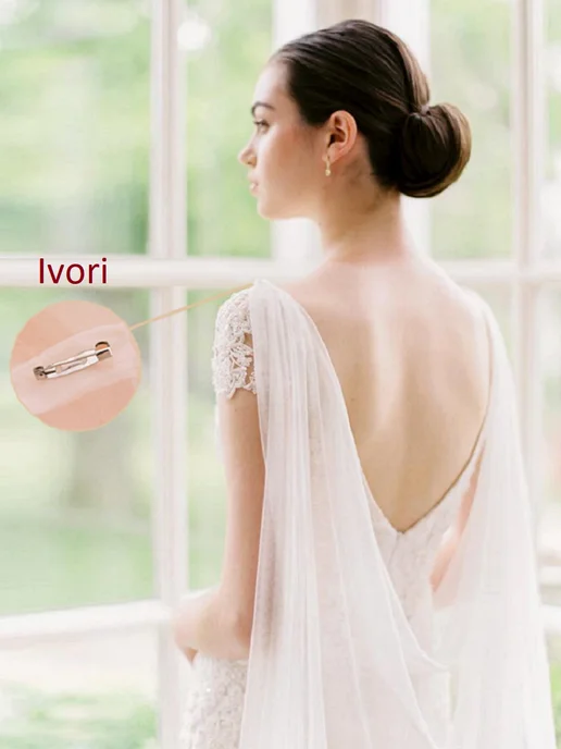 Veil Mix Фата - Накидка на плечи свадебная длинная, белый